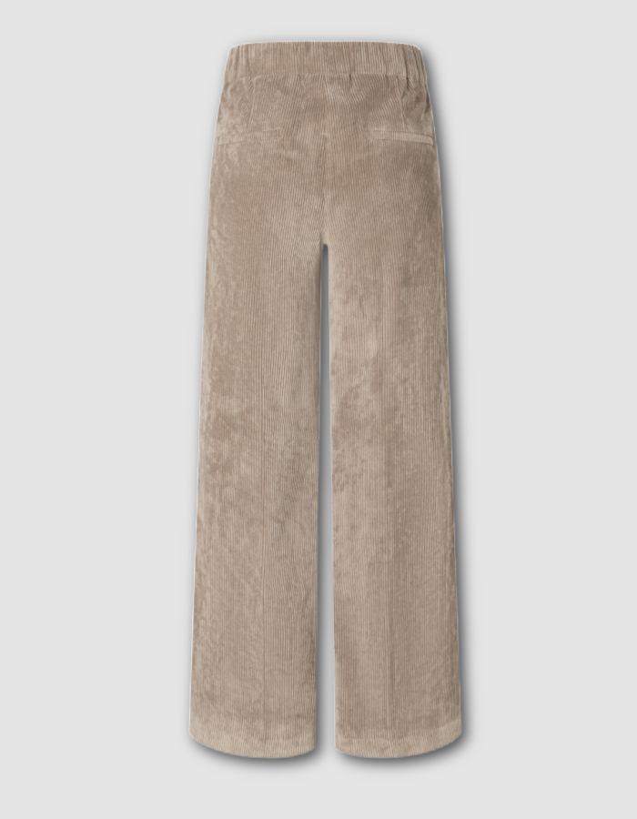 beige sand coloured wide leg cord trousers with elastic waist