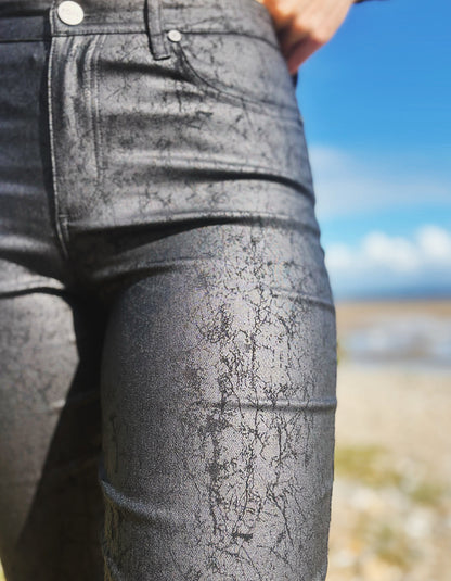 Foil Shine Through Jean in Crackle