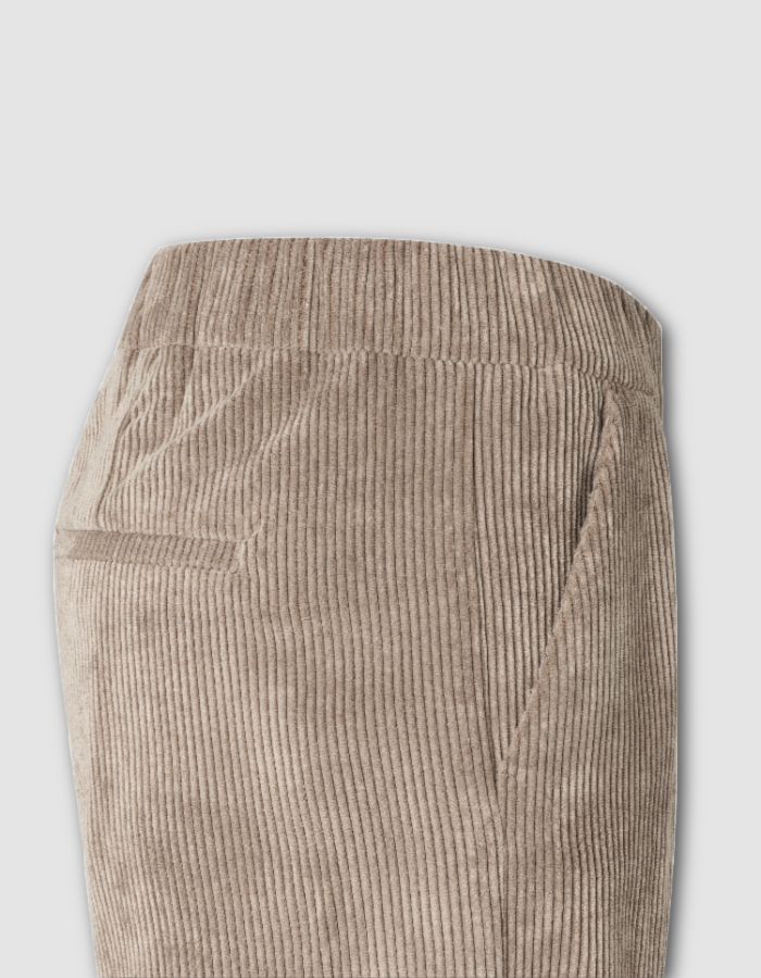 trousers in a taupe corduroy fabric, 
