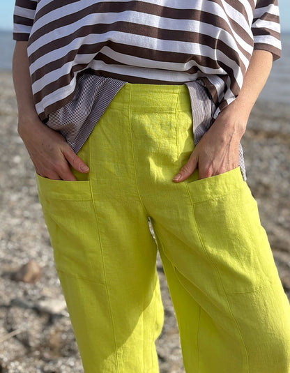 Vetono Linen Trousers in Citron