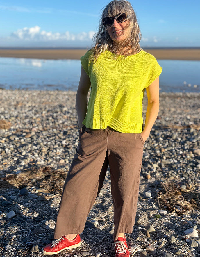 linen knit citron yellow tank top