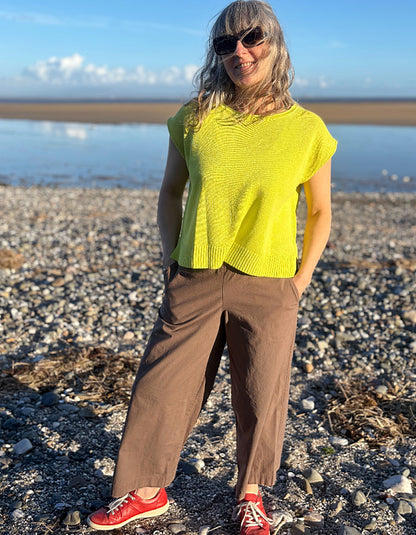 linen knit citron yellow tank top