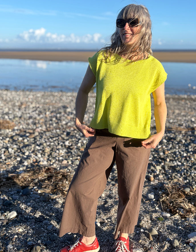 linen knit citron yellow tank top