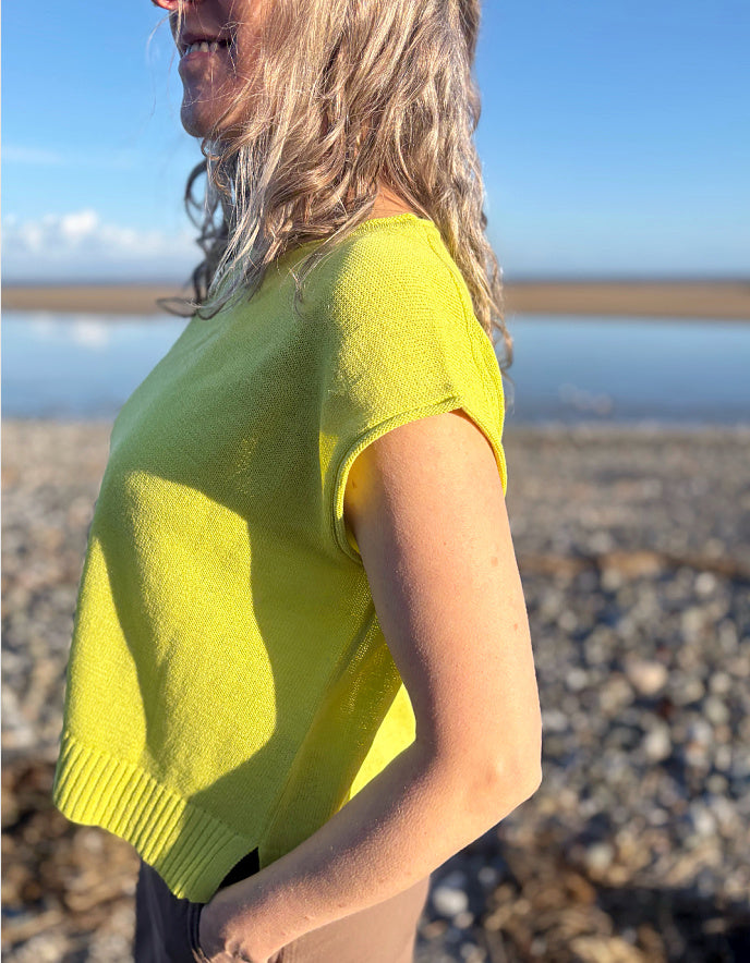 linen knit citron yellow tank top
