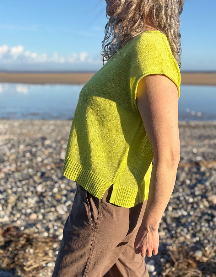 linen knit citron yellow tank top