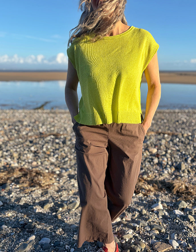 linen knit citron yellow tank top