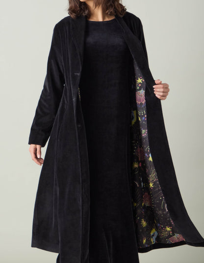 Sahara Print Lined Cotton Velvet Coat