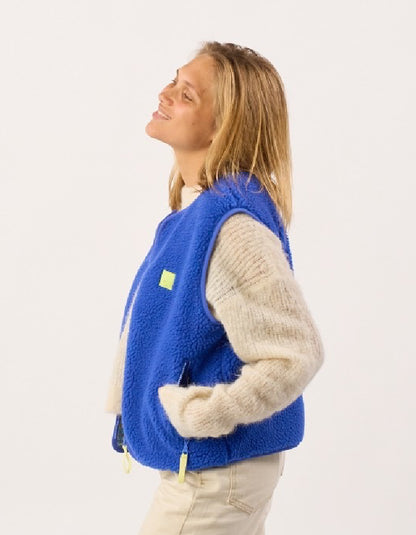 Coming Soon | Billy Belt Sherpa Fleece Gilet in Cobalt