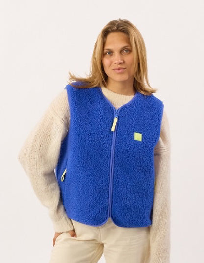 Coming Soon | Billy Belt Sherpa Fleece Gilet in Cobalt