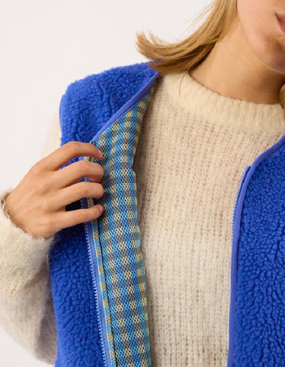 Coming Soon | Billy Belt Sherpa Fleece Gilet in Cobalt