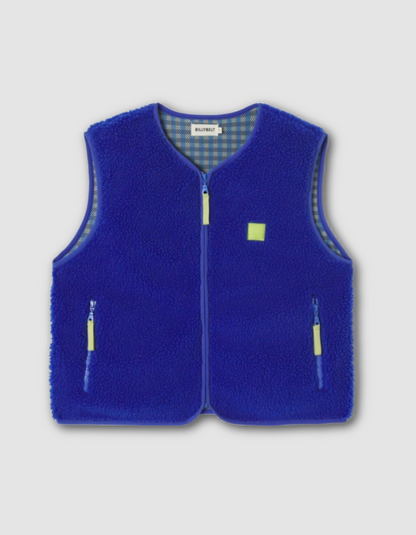 Coming Soon | Billy Belt Sherpa Fleece Gilet in Cobalt