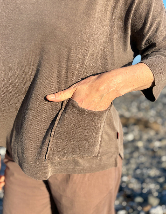 brown cotton hemp boxy t shirt