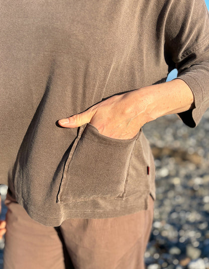 brown cotton hemp boxy t shirt