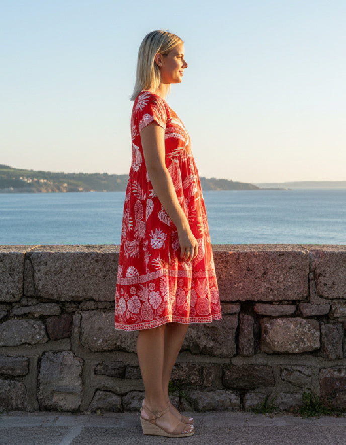 Orientique Comodoro Red layered Flared Dress