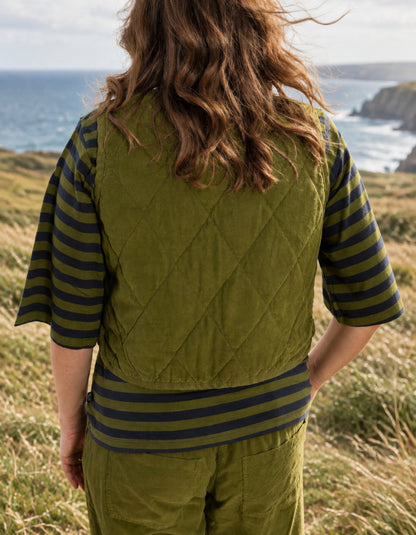 Danefae Daneblues Cord Vest in Dark Olive
