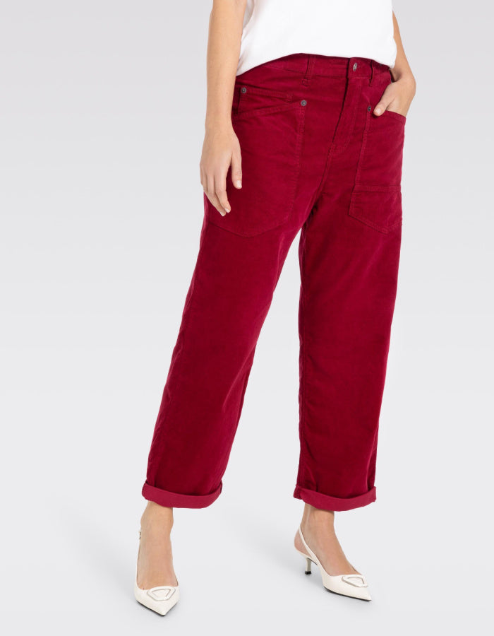 deep red baggy cords