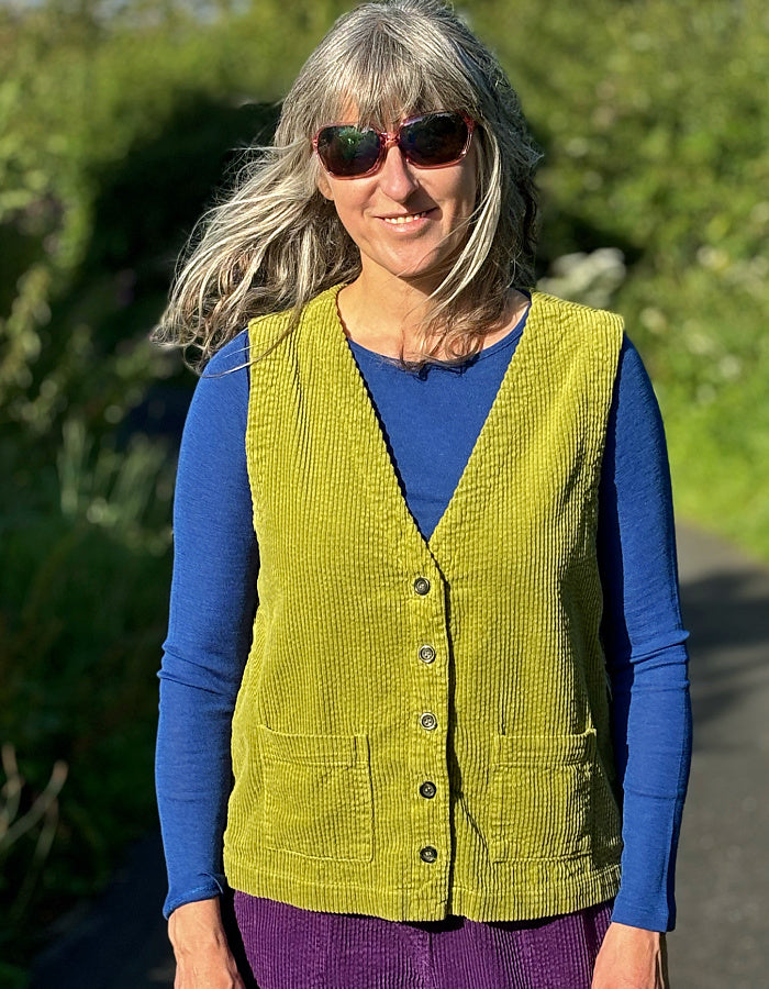 lime green cord waistcoat