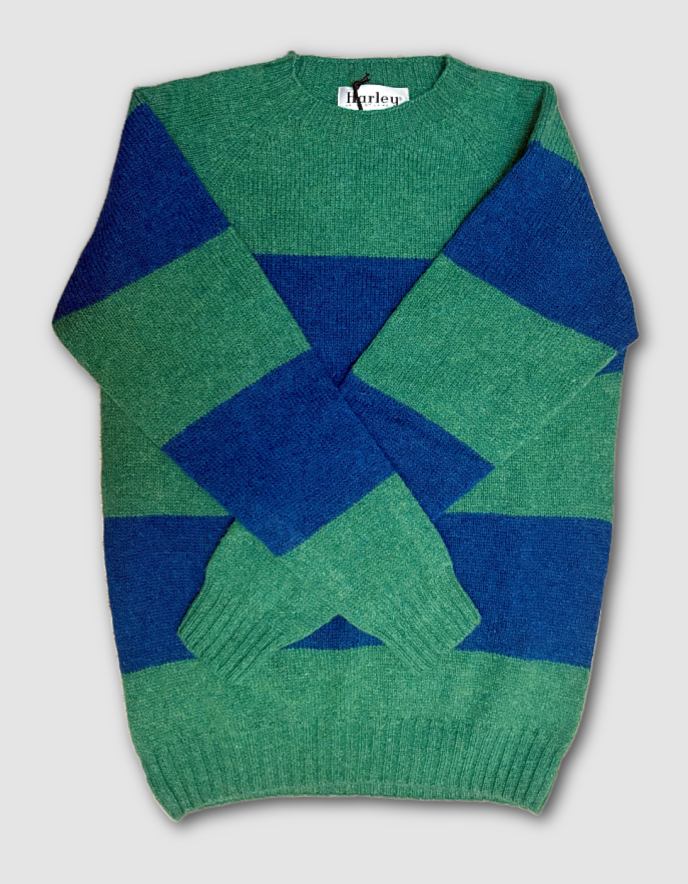 Harley Unisex Crew Neck in Evergreen/Neptune Stripes