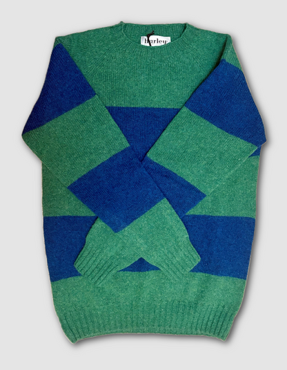 Harley Unisex Crew Neck in Evergreen/Neptune Stripes