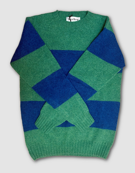 Harley Unisex Crew Neck in Evergreen/Neptune Stripes