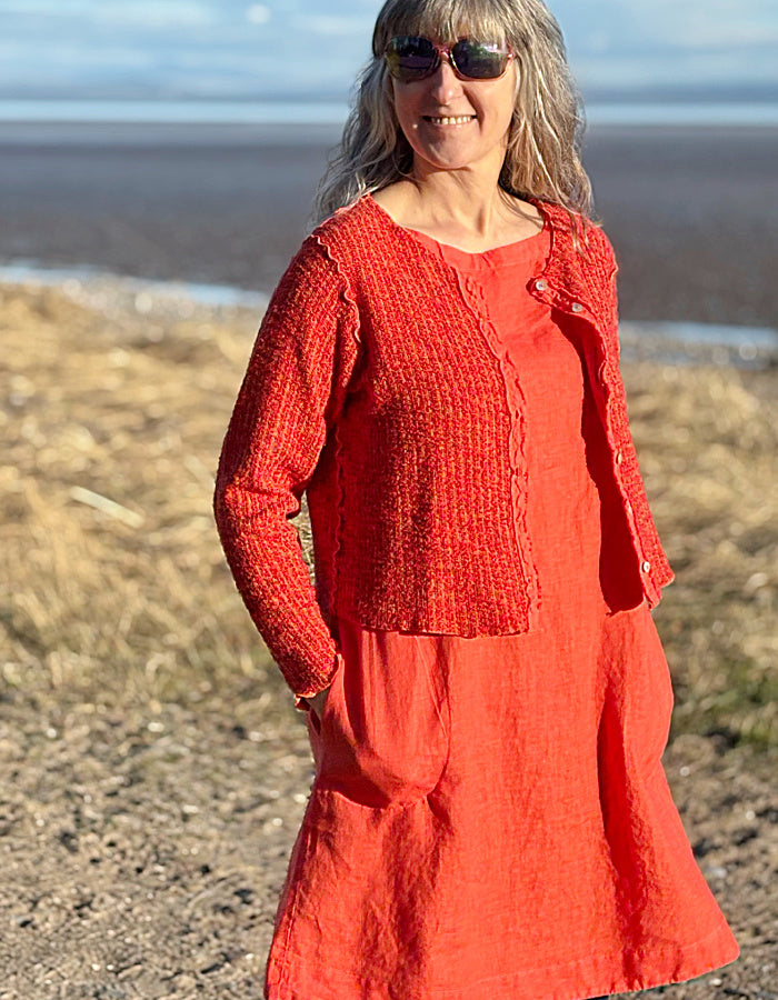 cropped orange cotton summer cardigan