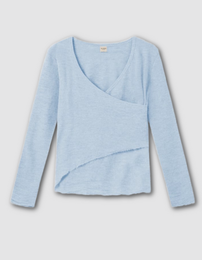 By Basics Long Sleeve Crossover Top in Powder Blue