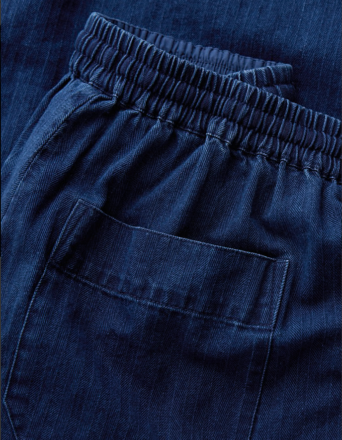 woman wearing wide leg denim culottes