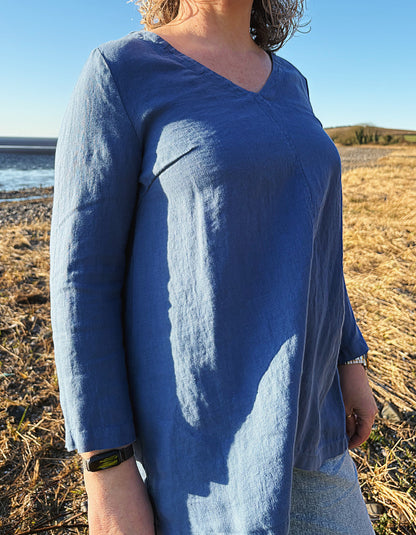 Vetono Linen Swing Tunic in Blue Dawn