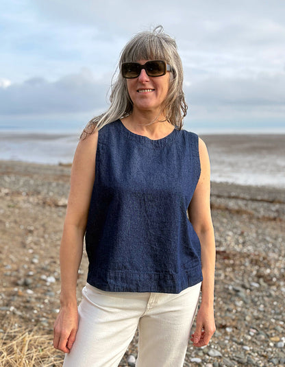 Cut Loose Shell in Denim Chambray