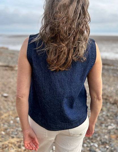 Cut Loose Shell in Denim Chambray