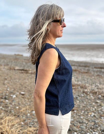 Cut Loose Shell in Denim Chambray