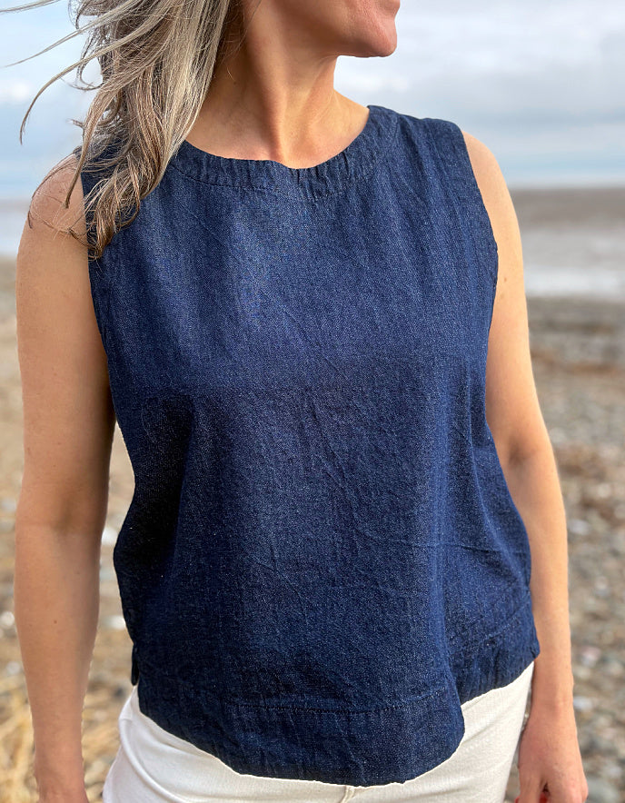 Cut Loose Shell in Denim Chambray