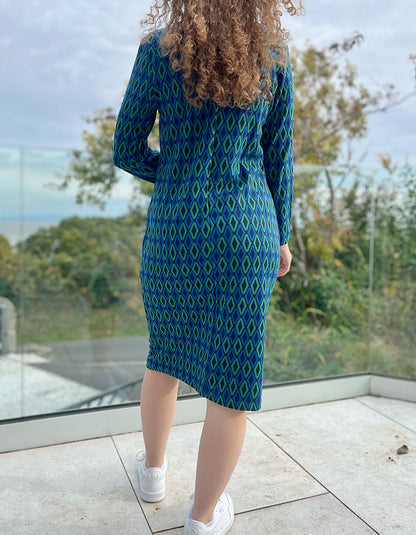 Pomodoro Blue Diamond Jacquard Dress