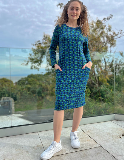 Pomodoro Blue Diamond Jacquard Dress