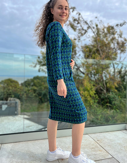 Pomodoro Blue Diamond Jacquard Dress