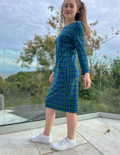 Pomodoro Blue Diamond Jacquard Dress