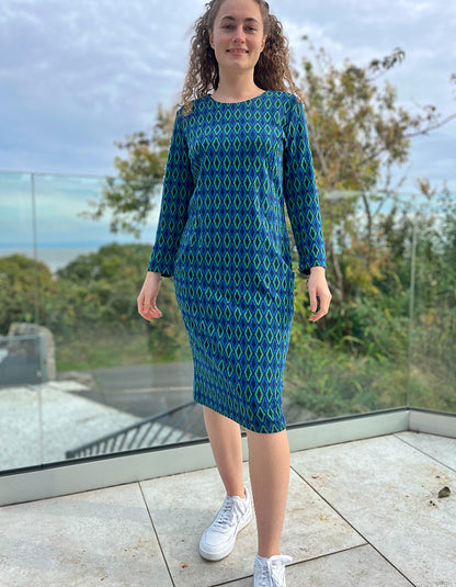 Pomodoro Blue Diamond Jacquard Dress