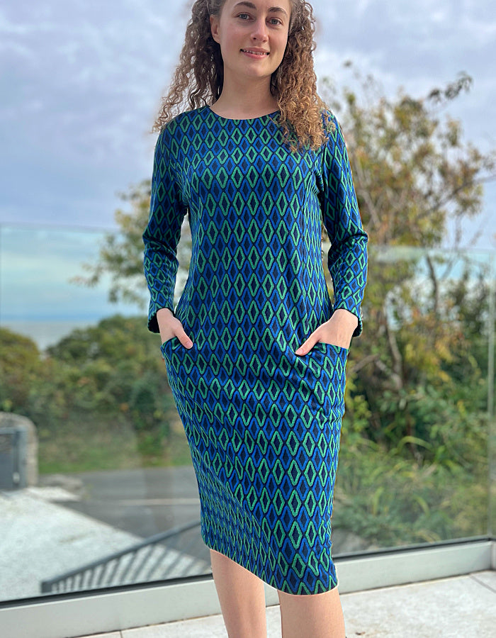 Pomodoro Blue Diamond Jacquard Dress