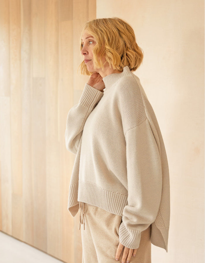 cream oversized foxy jumper with turtle neck