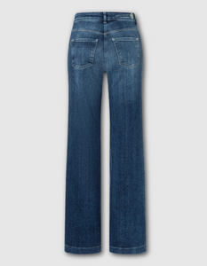 wide leg jean in authentic blue wash in stretch denim