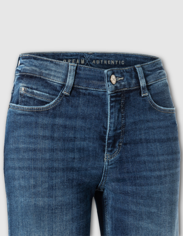 wide leg jean in authentic blue wash in stretch denim