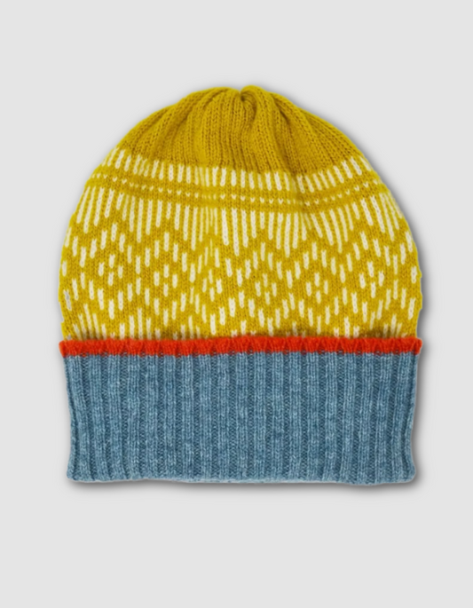 Scarlet Dundee Beanie in Lichen and Slate