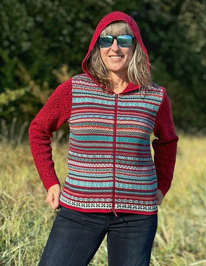 Dunque Alpine Rose Zip Cardigan