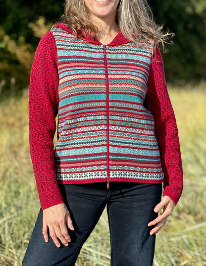 Dunque Alpine Rose Zip Cardigan