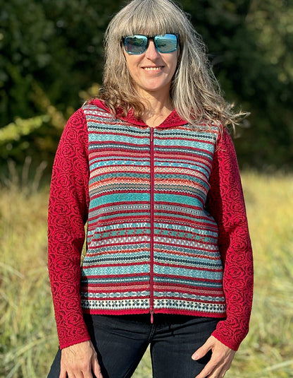 Dunque Alpine Rose Zip Cardigan