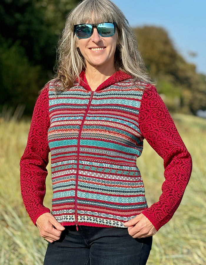 Dunque Alpine Rose Zip Cardigan