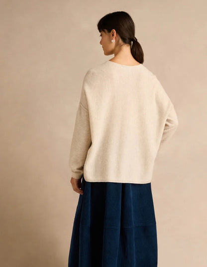 Sahara Ecru V Neck Merino Jumper