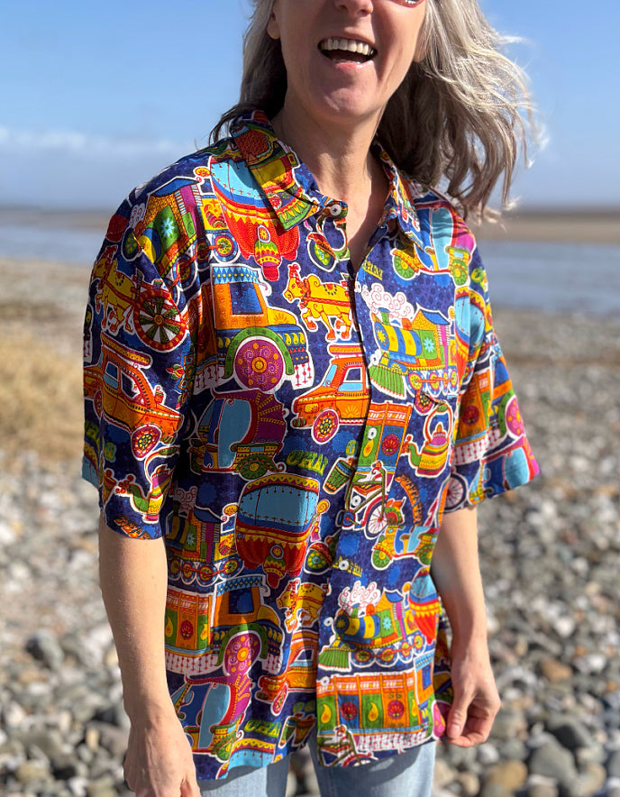 Orientique Unisex Short Sleeve Festy Shirt in Dilli Print
