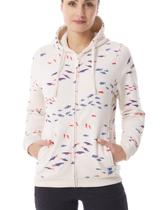 Mousqueton Traou Jersey Zip through Hooded Sweat with Fish Print