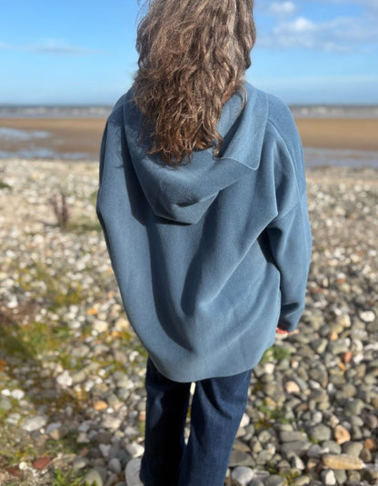 Henriette Steffensen Fleece Hooded Tunic in Dusty Blue